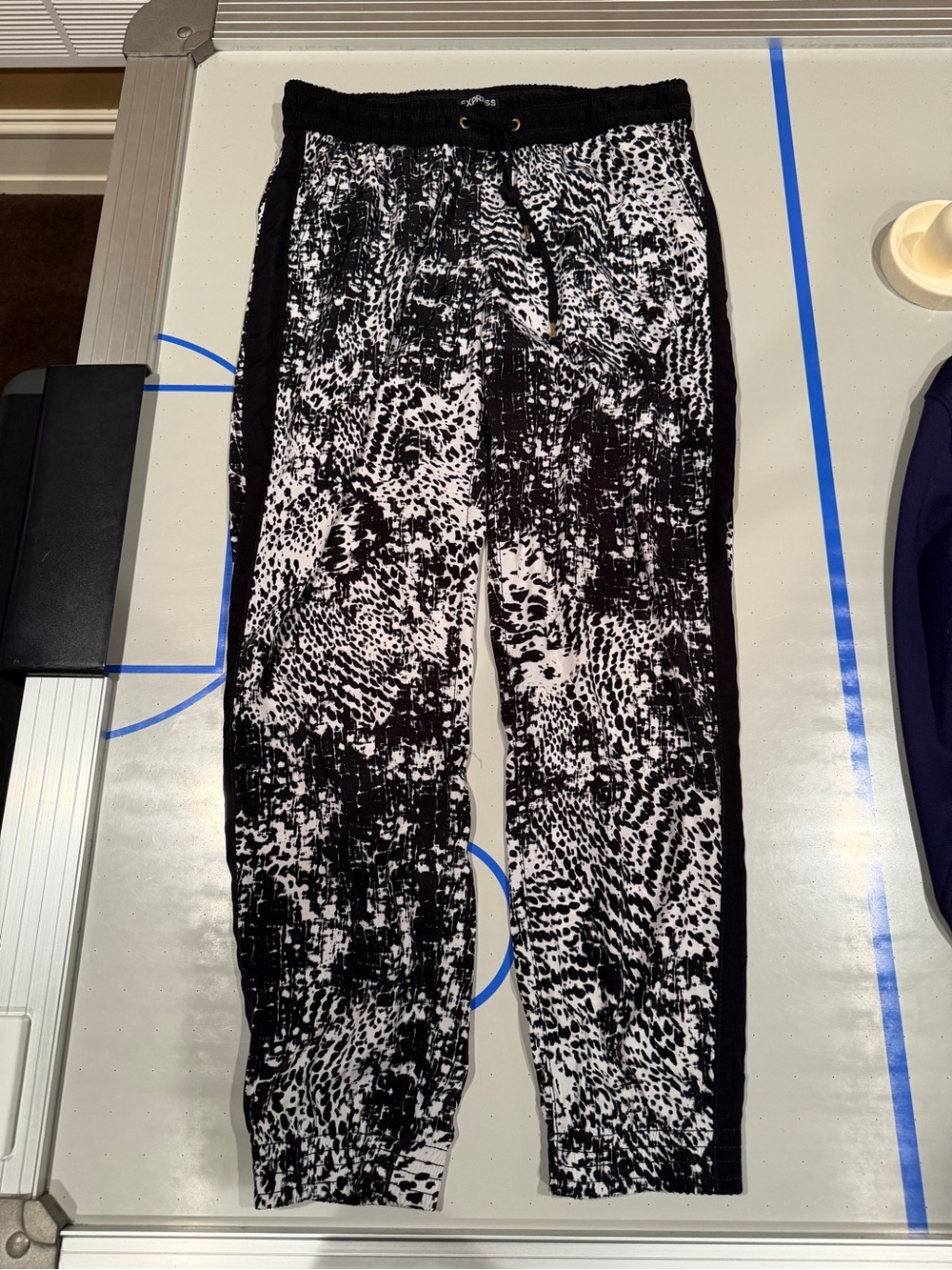 Express Black & White Printed Track Joggers